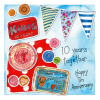 10 years together Tin 10th Anniversary 150mm square greetings card by artist Kate Brazier