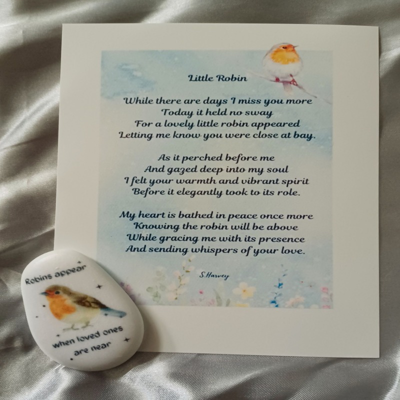 Robin Memorial Keepsake Pebble - Loved Ones are Near pebble