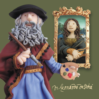 Da Vinci, an art themed greetings card from Erica Sturla's Artist at Work range, 150mm square and blank inside for your message