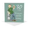 30th birthday card for him - designed by Erica Sturla - 15cm square and blank inside, made in the UK