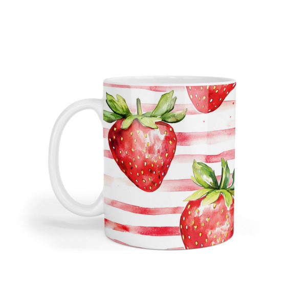 Ceramic Mug - Fruity Strawberry Stripes