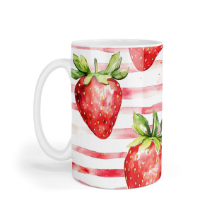 Ceramic Mug - Fruity Strawberry Stripes