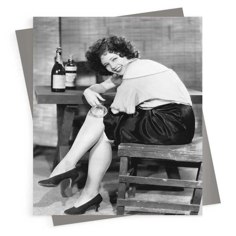 My glass need refilling! - vintage black and white themed card - 12.6 x 17.7cm and blank inside - made in the UK