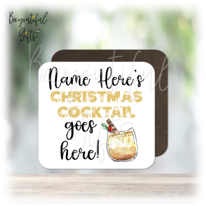 Personalised Colourful Christmas Cocktail Wooden Coaster - 2