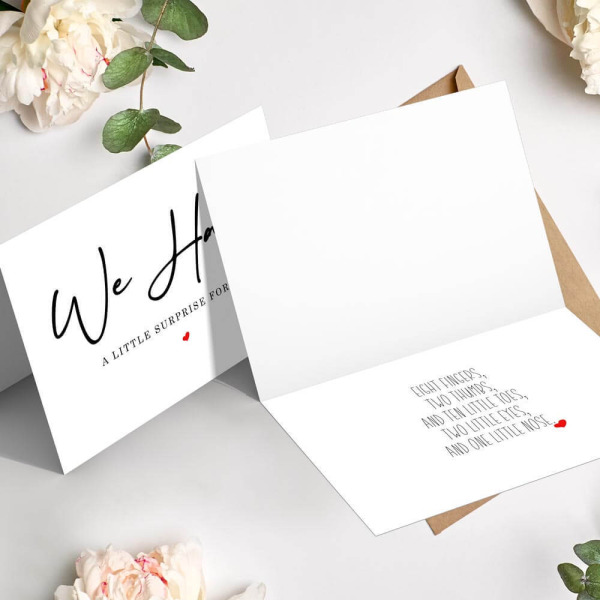 Pregnancy Announcement Card - We Have A Little Surprise For You - Small (A6) - Single Card