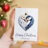 Christmas Card To My Wife Darling Wife Chrsitmas Card From Husband Unique Pretty Puffin Bauble Design - Portrait (5x7) / Blank Inside