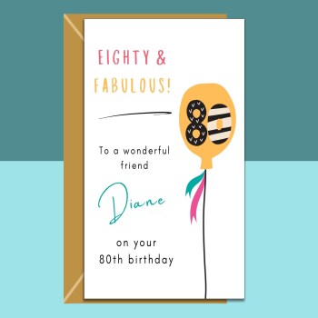 80th Friend Birthday Card | Personalised Birthday Card | 80 Year Old | Customised | For Him or Her | Happy Birthday Gift Ideas for Friend
