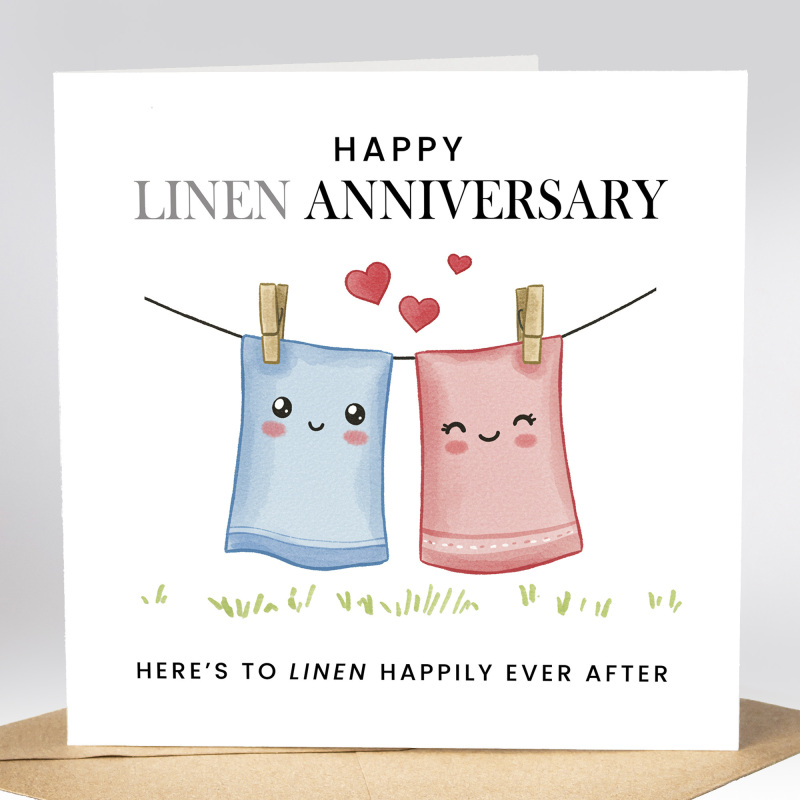 4th Wedding Anniversary Linen Card - Linen Anniversary Card - Personalised Card Happy 4th anniversary 4 year anniversary Card - Smooth Cardstock
