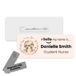 Name Badge - Cute Floral Animal Hello My Name is... - Sloth