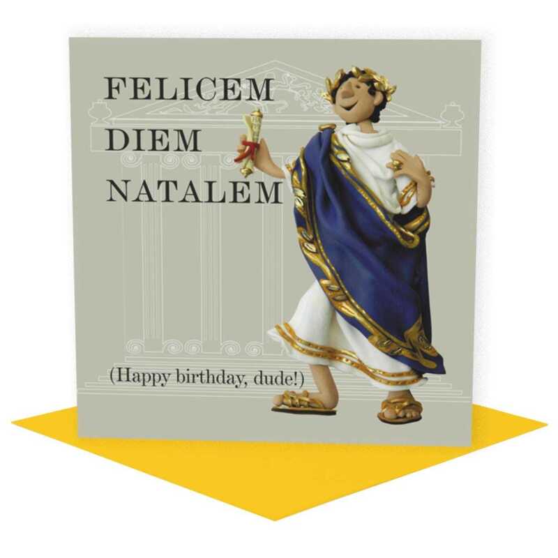 Julius Caesar, funny Ancient Rome birthday card - designed by Erica Sturla - 15cm square and blank inside, made in the UK