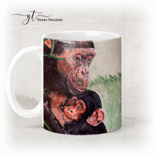 Monkey & Baby - Ceramic Mug, Hardboard Coaster & Placemat Set - Monkey & Baby