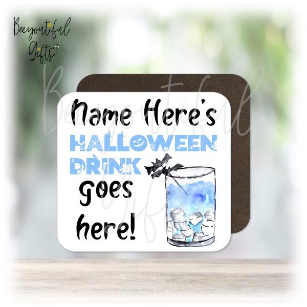 Personalised Colourful Halloween Drink Wooden Coaster - 1