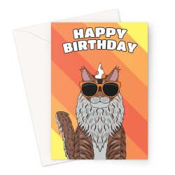 Maine Coon Cat Birthday Card