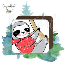 Christmas Coaster - Cartoon Swinging Winter Sloth