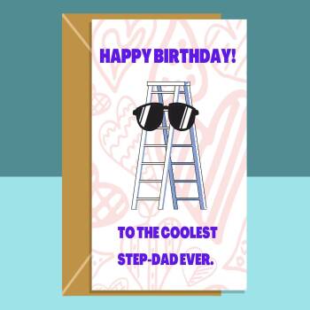 Coolest Step Dad Ever Birthday Card - Funny Card for Step Father on his Birthday