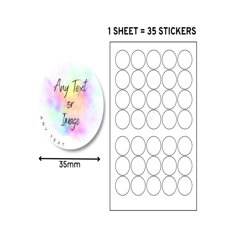 Printed Round Stickers Personalised | 25, 35, 45, 65, 85 mm | Matte, Glossy, Transparent/Clear | Business, Events, Wedding - Matte - 25mm - Sample (Not Custom)