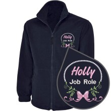 Personalised Embroidered Healthcare Fleece Jacket - Floral Ribbon - XS | UK 8