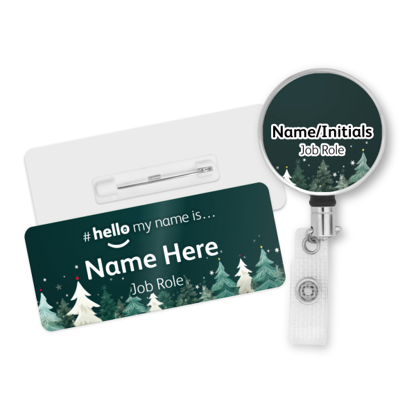 #hello my name is... Name Badge & Metal ID Reel - Christmas Trees