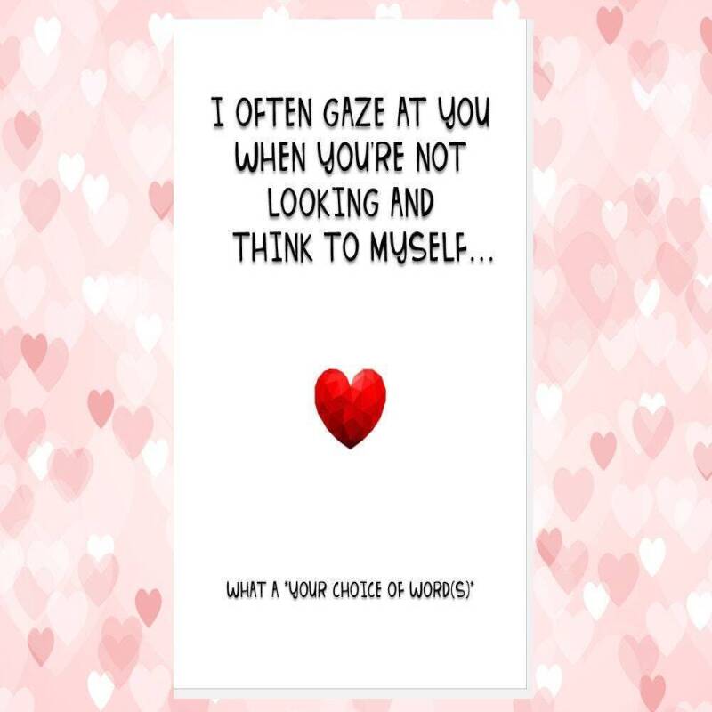 funny rude anniversary valentine's card, rude husband card, rude wife card, I often gaze you and think to myself what c*nt dickhead knobhead - CUNT