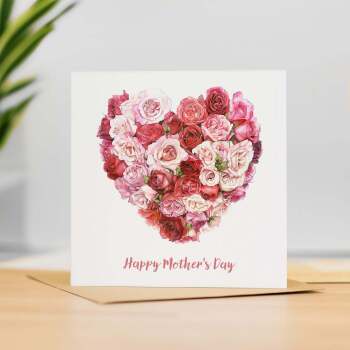 Mother's Day Card For Mum Happy Mother's Day Mothers Day card Mothering Sunday Card Pink Rose Heart Mother's Day Card For Mom Mommy Mum Mummy