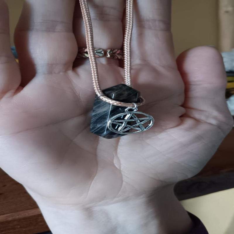 Black Sunstone Crystal Waxed Cord Necklace