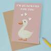 Cute Anniversary Card I'm Quackers for You Cute Duck Anniversary Card For Him or Her - Portrait (5x7) / Blank Inside