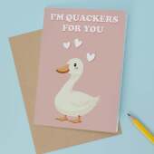 Cute Anniversary Card I'm Quackers for You Cute Duck Anniversary Card For Him or Her