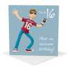 16th birthday card for him - designed by Erica Sturla - 15cm square and blank inside, made in the UK