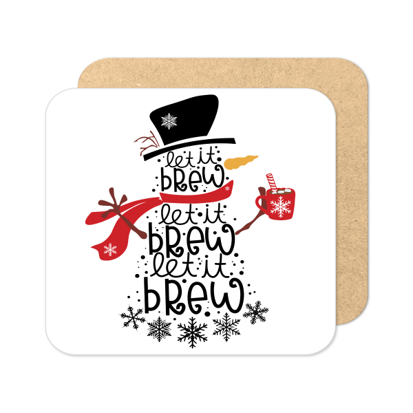 Christmas Coaster - Let It Brew Snowman - Standard Wooden Coaster