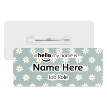 #hello my name is... Name Badge - Green Daisy