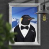 Penguin in clothes, animal print, wall art - A5 - Glossy - Glacier