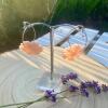 Pink Clay Flower Dangle Earrings: Boho Nature-Inspired Jewelry - silver - small