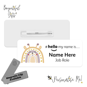 Name Badge - Boho Animal Rainbow Hello My Name is... - Giraffe