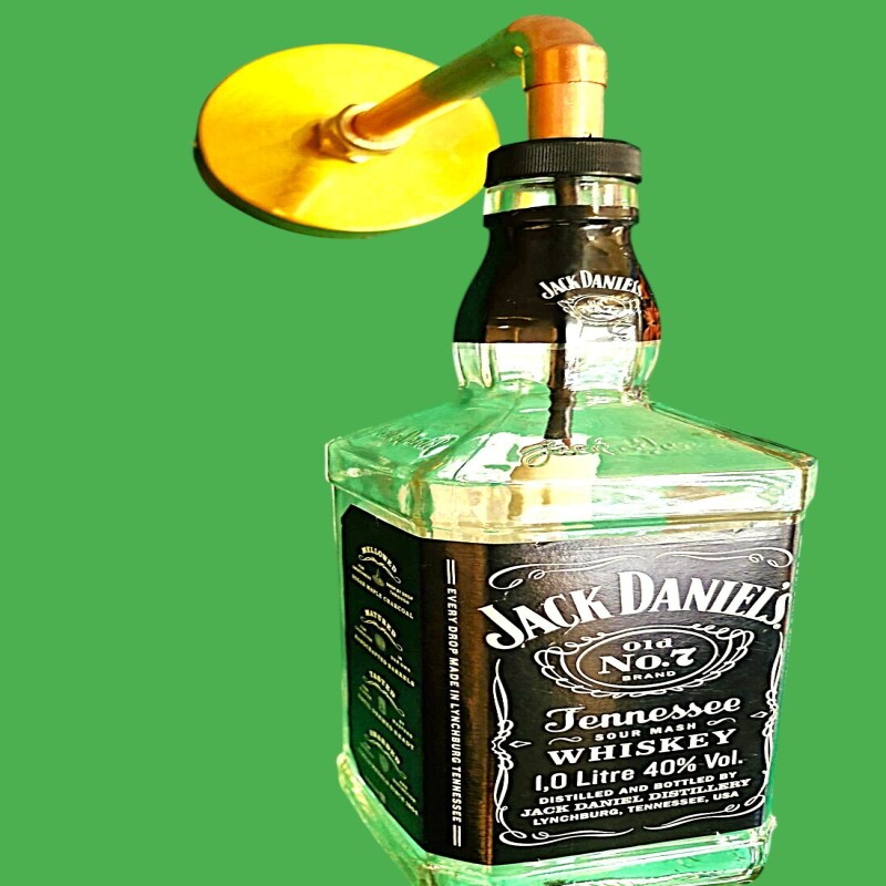 Handcrafted Jack Daniel’s Bottle Wall Light – Industrial Whiskey Bottle Lamp, Vintage Bar Décor, Man Cave Lighting
