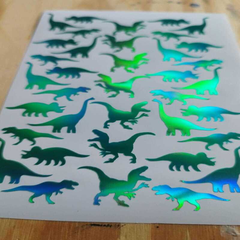 Dinosaur stickers in Chrome Green