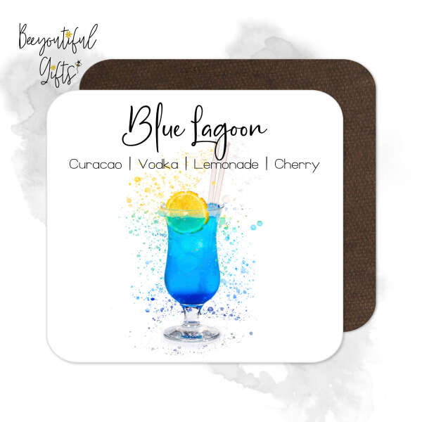 Cocktail Ingredient Coaster - Blue Lagoon