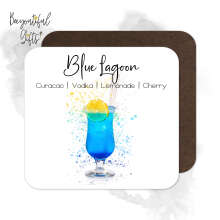 Cocktail Ingredient Coaster - Blue Lagoon