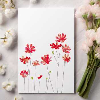 Cosmos blank greeting card -  designed by Eloise Hall - 15.7 x 11cm and blank inside, made in the UK