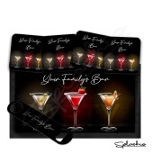 personalised bar mat Cocktail Bar Runner Mat, Custom Beer Mats & Bar Gift Set Garden Bar Sets/ Personalised Mats Home Bar Family Cocktails