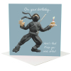 Funny Ninja birthday card for her or him - designed by Erica Sturla - 15cm square and blank inside