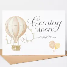 Personalised Pregnancy Announcement Card - Coming Soon Hot Air Balloon