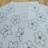 Washable Sashiko  Cherry Blossom and Japanese Bell Flower Transfers | Removable Visible Mending Transfers