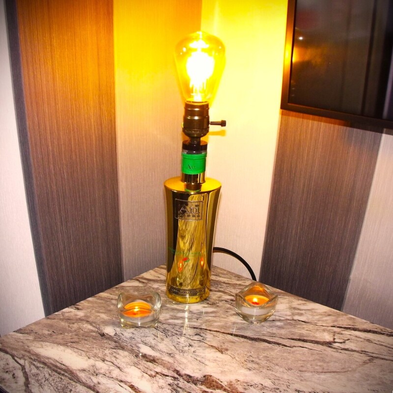 AU Gold - Watermelon/Blue Raspberry/ Black Grape -70 CL Table Lamp - Upcycled - Man Cave - Fathers Day - Gifts For Him - lighting