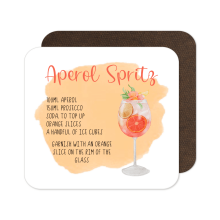 Cocktail Recipe Coaster - Aperol Spritz