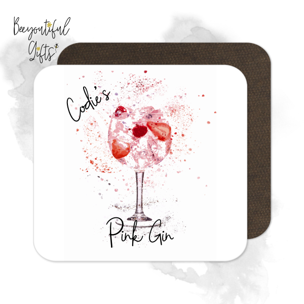 Personalised Pink Gin Coaster with Splash Effect