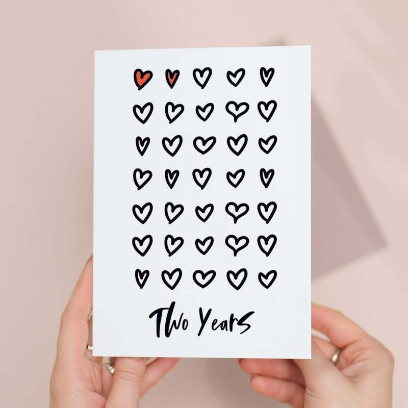 2nd Wedding Anniversary Card For Wife Anniversary Card for Husband or Boyfriend Anniversary Card For Girlfriend Second Anniversary Two Year - Large (5x7) / Blank Message