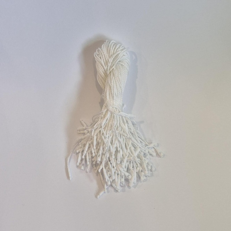 Tag String with Snap Lock | PVC and Polyester | Cord, Twine | Gift, Clothing, Accessories, Labels - White - 100