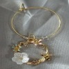 Wine Glass Charm Flower and Bee - Pink