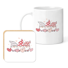 Personalised Mug & Coaster Set - Valentine Gnomes