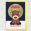 Personalised Happy Christmas with name, cute reindeer card for wonderful child, son, daughter, grandson, granddaughter (Size A6/A5/A4) - A6: Single card